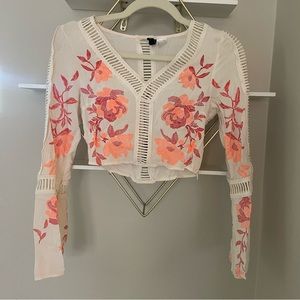 H&M DIVIDED US SIZE 2 crop top with neon florals